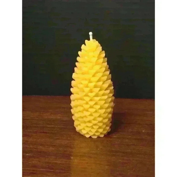 Handmade Slim Medium Pinecone  Beeswax Candle - Picture 3 of 4